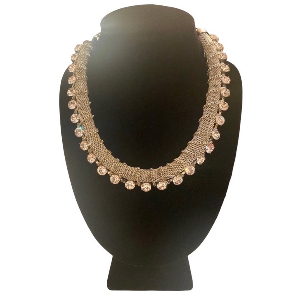 Graziano CN Silver Colored Rhinestone & Chain Necklace
